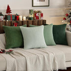 MIULEE Boho Farmhouse Sage Green Throw Pillow Covers 24x24 Inch Set of 4 Mordern Nordic Cushion Covers Soft Corduroy Spring Home Decor for Couch Bed Sofa Living Room Forest Green