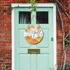 Hello Fall Welcome Sign Door Sign 12"x12" Fall Door Decorations Hanging Sign Farmhouse Pumpkin Round Wooden Sign for Home Front Door Wall Porch Yard Garden
