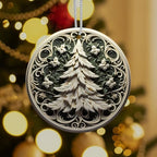 Jabihome Christmas Ornaments 2025, Exchange for Women, Men, Collectible Dated Year Ornaments for Tree, Unique Acrylic Suncatcher, Printed Stained Glass Effect Decor (Swirl Pine)