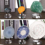 Hipiwe Adjustable Metal Arms Display Stand Easel with Acrylic Base Small Display Easel Holder for Fossil Coral Geodes Rock Mineral Agate Crystals Seashell and Small Collectibles, 2.4*2.4*3.1 inch