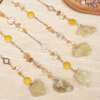 Yellow Gemstone Dream Catcher 7 Chakras Tree of Life Moon Dream Catchers with Healing Crystal Stones Handmade Suncatcher Dreamcatcher Wall Decor for Adults Living Room,Bedroom,Garden,Bless Gift
