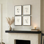 Framed Black and White Botanical Wall Art for Bathroom, 4 Piece Minimalist Floral Plant Artwork for Walls, Vintage Farmhouse Flower Picture Prints for Bedroom Kitchen Living Room Wall Decor, 8x10 Inch