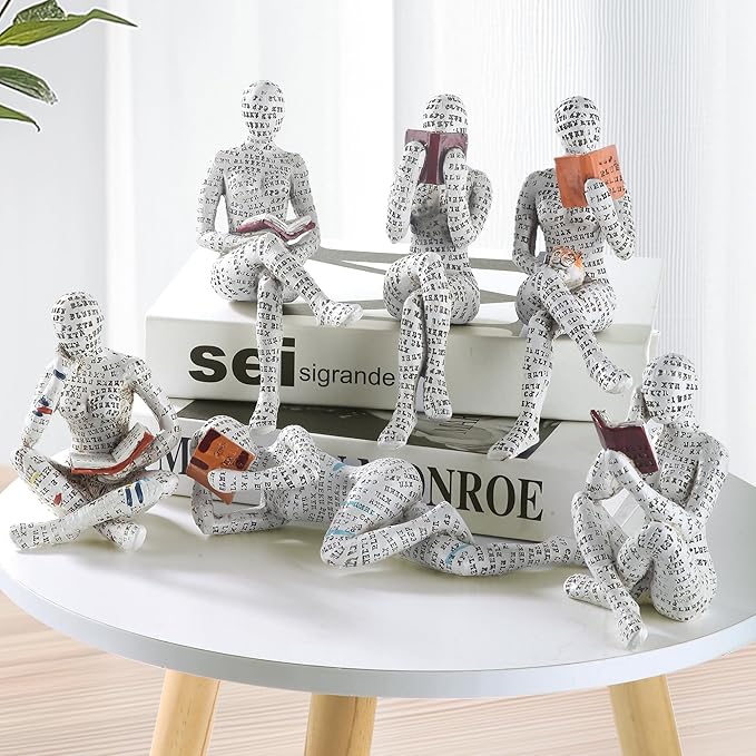 GRAPMKTG Home Decor Pulp Reading Women Thinker Statue Aesthetic Sculpture Room Decor Modern Abstract Decoration on Shelf Table Desk 3 Pack