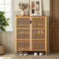 Shoe Cabinet with Doors Bamboo 5 Tiers Shoe Storage Cabinet for Entryway, 25 Pairs Wooden Shoe Cabinets, Modern Shoe Organizer Storage for Living Room, Bedroom, Hallway, Closet Nature