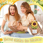 Wavwavw Sister Gifts Handmade Crochet Doll with Card Crochet Present for Sisters Sis Big Little Sister Birthday Wedding Home Decor(at Heart)