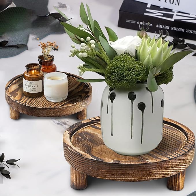 3PCS Wooden Display Risers for Display,Wood Riser Display Pedestal Stand for Home Décor (Rustic Brown,8,6,5'')