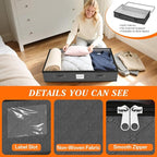 SpaceWhisper 90L Under Bed Storage Containers, 2-Pack Storage Bins with Clear Top, Foldable Closet Organizers and Storage with Label Holder for Clothing, Blankets, Comforter & Pillows (Grey)