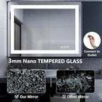 DUMOS 36.1"x36.1" LED Bathroom Mirror, Smart Anti-Fog Bathroom Vanity Mirror with Front Light & Backlit, 3 Color Temperatures, Dimmable, Memory Function
