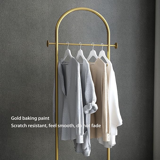 Freestanding Clothing Rack with Marble Base,Modern Gold Arch Garment Rack for Small Spaces,Sturdy Metal Coat Rack,Clothes Racks for Hanging Clothes in Bedroom,Closet,Entryway,Boutique Display