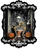 Pinetree Art Halloween Bathroom Wall Decor, Skeleton Gothic Wall Art for Toilet Decorative