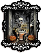 Pinetree Art Halloween Bathroom Wall Decor, Skeleton Gothic Wall Art for Toilet Decorative