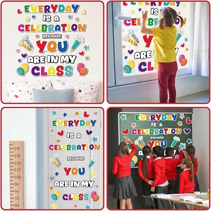 gisgfim Classroom Bulletin Board Decoration Set Wall Door Decor Colorful Classroom Decorations for Kindergarten Preschool Elementary Middle School(Everyday is a Celebration)