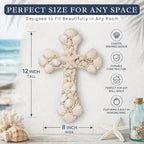 Seashell Cross Wall Decor – 12x8 Inch Handmade Religious Wall Art with Starfish, Abalone & Seashell Accents – Wall Mount Decorative Coastal Christian Cross for Wall & Room Decor by SassyXpressions