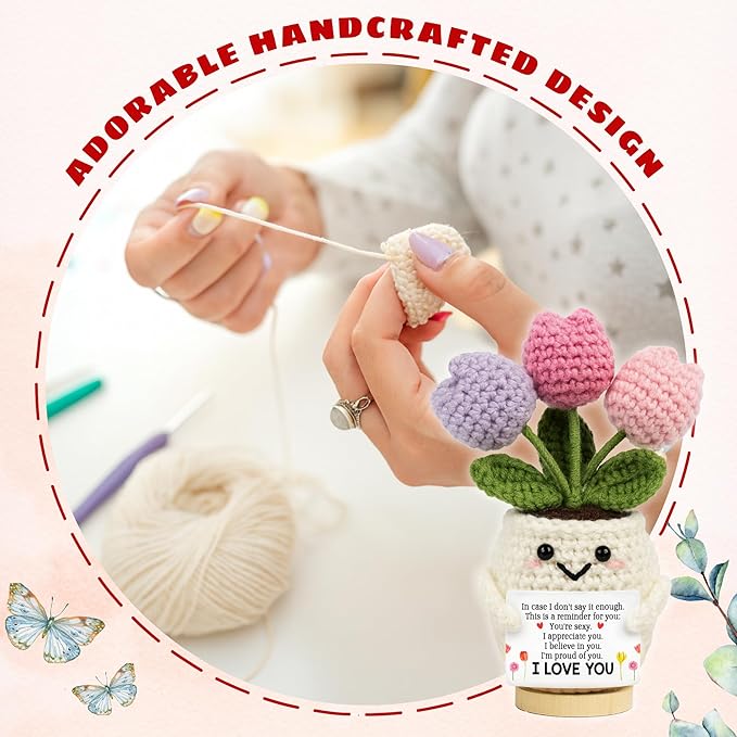 Anniversary Wedding Gifts for Wife - Mothers Day Birthday Gift for Her, Girlfriend, Wife - Love Romantic Gift Ideas for Her Him, Girlfriend Boyfriend - 5.51'' x 4.13'' Cute Crochet Love