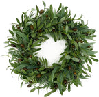 WreathDream 22 inch Olive Wreaths for Front Door Greenery Wreath with Olive Leaves, Bean for All Season Front Door Indoor Outdoor Farmhouse Home Wall Window Festival Wedding Decor