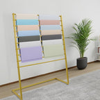 10 Tier Metal Scarf Organizer Holder, Freestanding Scarf Rack, Scarf Holder Organizer for Commercial Clothing Retail Store Towel Rack Ties Belt Pants Hanging (Gold, 47.24 * 15.75 * 57.09in)