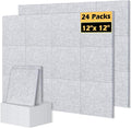 DOLLAR BOSS Felt Cork Board Tiles, 24 Packs 12" x 12" Thick Cork Bulletin Board Self Adhesive Acoustic Panels Soundproof Corkboards for Walls with Pushpins for Home Office Kitchen School, Light Grey