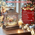 Christmas Snow Globe Lantern Water Glittering Lantern with 8 Songs & 6H Timer Romote Control Christmas Snow Globes USB & Battery Operated for Christmas Festival Decorations Gifts (Christmas Carol)