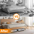 Under Bed Storage with Wheels, 2 Pack Under Bed Storage Containers with Dividers & Clear Lids, Under the bed storage Organizer Bins,Underbed Storage with Wheels for Clothes,Toys,Shoes (GREY)