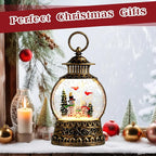 Christmas Snowman Snow Globe, Cardinal Musical Snow Globe Lantern Lights with 6H Timer Battery & USB Powered, Retro Style Holiday Glitter Globe for Xmas Home Decoration Holiday Party Gifts