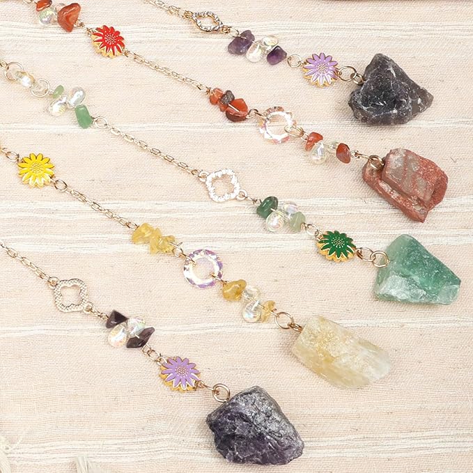 Rainbow Gemstone Dream Catcher 7 Chakras Tree of Life Moon Dream Catchers with Healing Crystal Stones Handmade Suncatcher Dreamcatcher Wall Decor for Adults Living Room,Bedroom,Garden,Bless Gift
