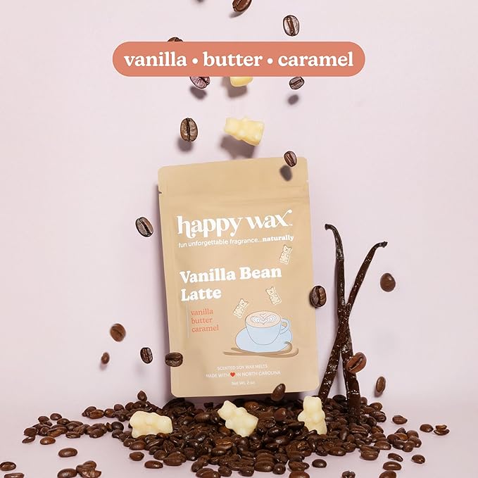 Happy Wax Coffee Collection: Natural, Non-Toxic Scented Soy Wax Melts – Total 6oz Variety Pack: Vanilla Bean Latte, Caramel Macchiato, Hazelnut Coffee