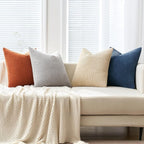 MIULEE Boho Farmhouse Throw Pillow Covers 20x20 Inch Set of 4 Summer Mordern Neutral Cushion Covers Soft Corduroy Nordic Home Decor for Couch Bed Sofa Living Room Blue-Yellow