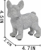 French Bulldog Statue,Resin Sparkly Frenchie Dog Sculpture Decor for Home Living Room Office Bedroom Shelf Desktop Decorations,French Bulldog Gifts for Men and Women,Silver