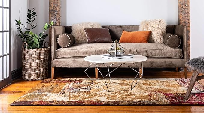 Unique Loom Barista Collection Area Rug - Arusha (9' x 12' Rectangle, Beige/ Black)