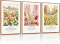 KAlRNE Christian Floral Framed Canvas Wall Art Set of 3(16”X24”),Bible Verse Cityscape Wall Decor,Vintage Colorful Flower Picture Inspirational Scripture Art Prints For Living Room Bedroom Church