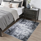 Washable Area Rug 3x5 Entryway Rug: Washable Modern Abstract Soft Thin Rug Indoor Floor No Slip Stain Resistant Carpet for Bedroom Dining Room Farmhouse Nursery Home Office - Dark Black