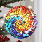 Christmas Ornaments, 2.8 Inch Ceramic Hanging Ornament, Christmas Tree Decorations, Holiday Decorations, Holiday Ornaments, Holiday Party Gifts, and Xmas Gift Ideas - Rainbow Spiral