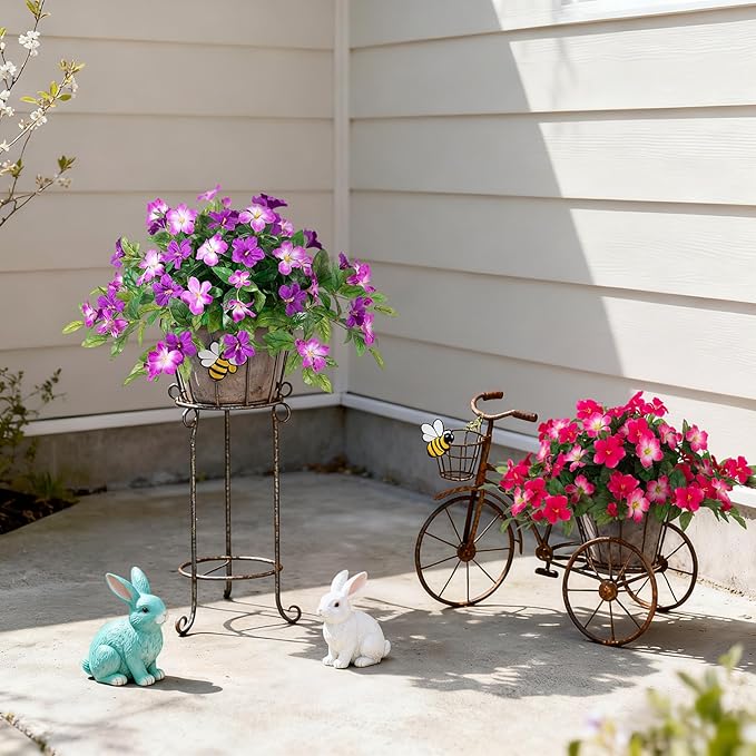 Artificial Hanging Faux Flowers for Outdoors Planters 2PCS Fake Flowers Silk Hibiscus Flowers for Outside Outdoor Faux Hanging Plants UV Resistant Spring Home Front Porch Decoration