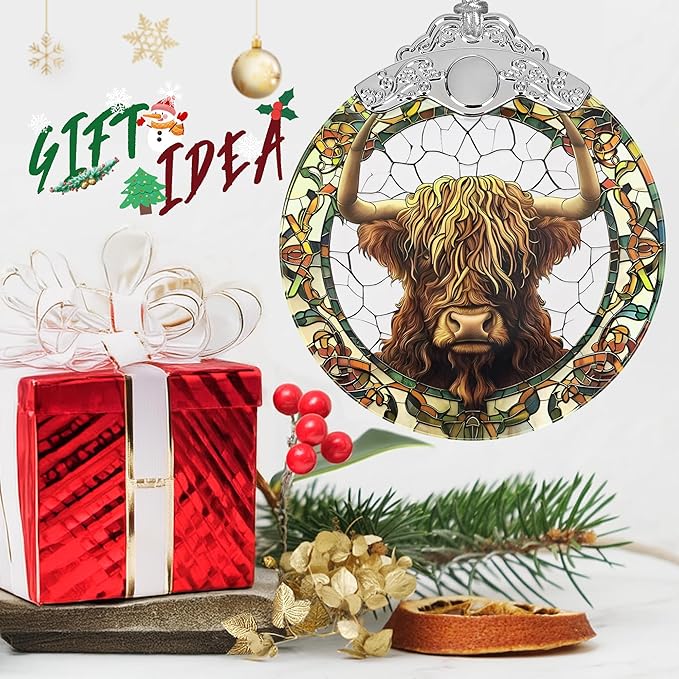 Cattle Stained Glass Orament - Christmas Ornament - Christmas Decorations for Tree - Holiday Present ldeas - Gift Exchange
