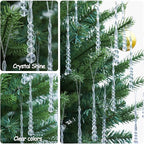 12pcs Crystal Icicle Christmas Tree Ornaments, Glass Beads Hanging Chandelier Pendants for Christmas Party Wedding Winter Decorations (White Clear)