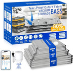12 Pack Oxford Ripstop Vacuum Storage Bags with Pump, Reusable Space Saver Bags for Clothes, 4 Jumbo + 4 Large +4 Medium Vacuum Bags for Travel, Luggage, Blankets, Quilt
