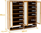 Upgraded Shoe Storage Cabinet,39 Pairs Rattan Shoe Cabinet Storage,8 Tier 45" Tall Large Shoe Cabinet,Boho Farmhouse Cabinet with Doors for Hallway Living Room Closet(47.2" W 8 Tier)