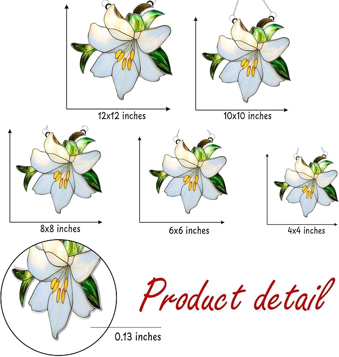 White Lily Flower Acrylic Suncatcher, Flower Suncatchers for Window Hangings, Stained Glass Effect Garden Decor, Gift for Mother's Day, Mom, Grandma, Wife, Women