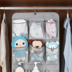 Hanging Shoe Organizer For Closet Rod with 30 Large Pockets Dual Sided 360 Rotating Hanger Space Saving Storage Bag Rack Shelves for Bedroom Laundry Room, Grey
