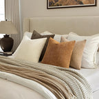 MIULEE Pack of 4 Brown Couch Throw Pillow Covers 22x22 Inch Soft Decorative Chenille Pillows Farmhouse Accent Cushions for Boho Home Decor Spring Sofa Bedroom Living Room