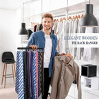 2PC Tie Rack Hanger for Closet Fitnice Upgraded Non Slip Tie Holder Organizer Space Saving with 20 Foldable Hooks Wooden Belt Hanger for Tank Tops Bras Cami Scarves,Black
