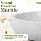 FNTSTICGOODS Travertine Decorative Bowl - 7.8” Diameter & 2” Height - Key Bowl for Entryway Table - Organic Modern Centerpiece - White/Gray