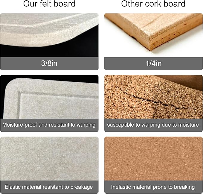 Large Bulletin Board - Foldable 96x48 Inches Cork Board Alternative with 20 Push Pins and 237 Pcs Glitter Letters, 8' x 4' Self-Adhesive Felt Bulletin Board for Wall, Home Office Decor