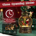 Christmas Santa Snow Globe, Christmas Musical Snow Globe Lantern Lights with 6H Timer Battery & USB Powered, Retro Style Holiday Glitter Globe for Xmas Home Decoration Holiday Party Gifts