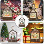 Christmas Snow Globes Musical Lantern Snow Globe Santa Clause Reindeer Sleigh Water Snow Globe Glittering Portable Hanging Tabletop Decorative Lantern Christmas Home Décor