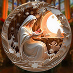 Jabihome Christmas Ornaments 2025, Exchange for Women, Men, Collectible Dated Year Ornaments for Tree, Unique Acrylic Suncatcher, Printed Stained Glass Effect Decor (Moonlit Nativity)