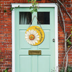 Spring Summer Daisy Flower Front Door Sign Hello Sunshine Floral Wood Door Hanger Outdoor Outside Porch Decor Seasonal Wooden Wreath Farmhouse Indoor Wall Hanging Decoration for House 12"x12"