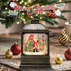 Christmas Snow Globe Lantern with Santa 8 Music Songs & 6H Timer Water Snow Globe Lantern USB & Battery Operated for Christmas Festival Decorations Gifts (Santa)