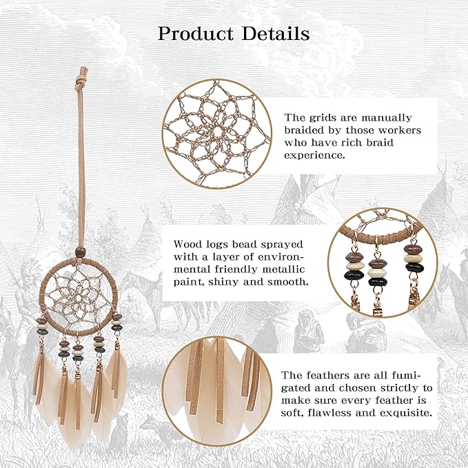 Mini Dream Catcher 6pcs Set - Car Interior Rearview Mirror Dangle Bag Pendant Charm 1.2" Diameter and 9" Long (Diameter 2.1“ 6pcs)