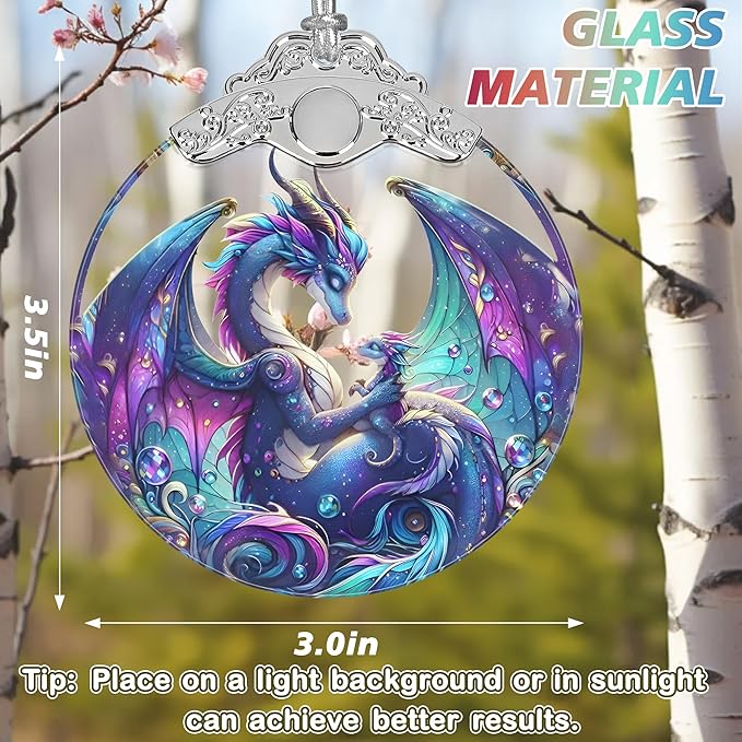 Stained Glass Suncatcher Ornament - Dragon Christmas Decorations - Christmas Ornaments for Tree - Holiday Present Ideas - Gift Exchange